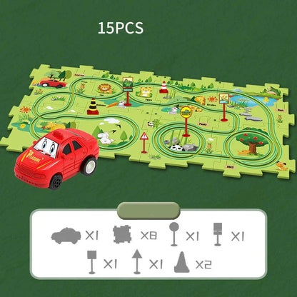 🔥Best Christmas Gift🚗🚗🚗Children's Educational Puzzle Track Car Toy Set
