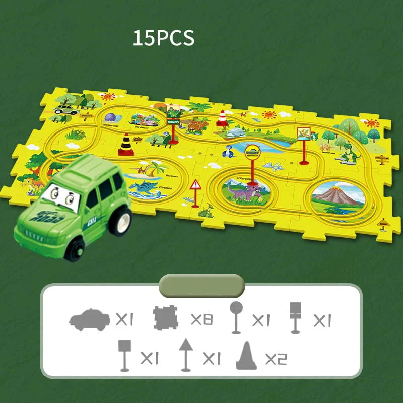 🔥Best Christmas Gift🚗🚗🚗Children's Educational Puzzle Track Car Toy Set