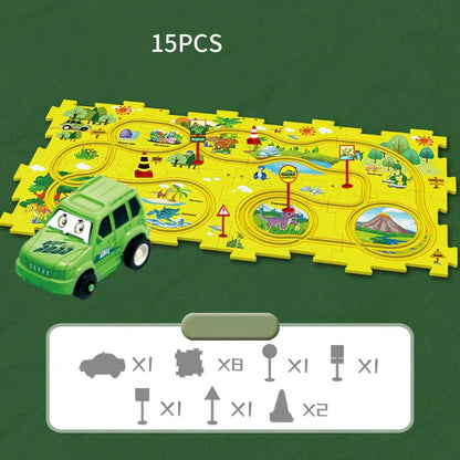 🔥Best Christmas Gift🚗🚗🚗Children's Educational Puzzle Track Car Toy Set