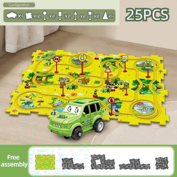 🔥Best Christmas Gift🚗🚗🚗Children's Educational Puzzle Track Car Toy Set