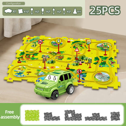🔥Best Christmas Gift🚗🚗🚗Children's Educational Puzzle Track Car Toy Set