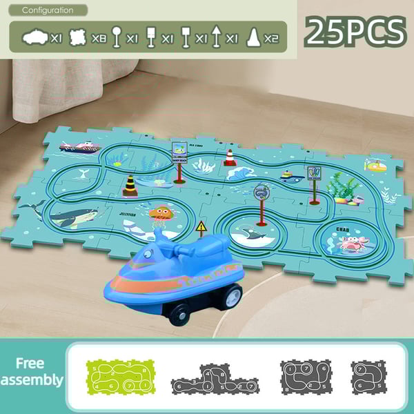 🔥Best Christmas Gift🚗🚗🚗Children's Educational Puzzle Track Car Toy Set