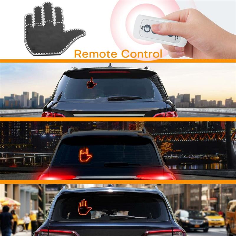 ✋50% OFF NOW! Car Hand Gesture LED Light with Remote Control, Funny Rear Window Finger Signal Light, Novelty Car Decor Lamp for Rear Windshield