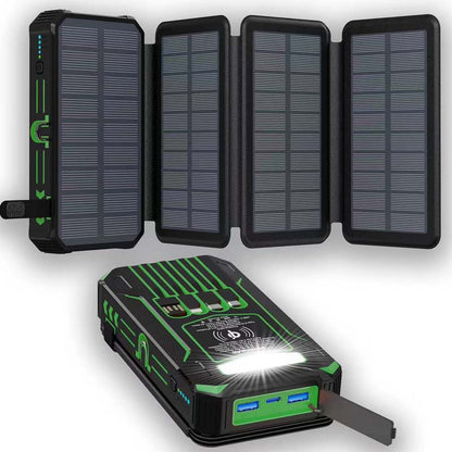 20000mAh Solar-Powered Outdoor Emergency Portable Power Bank with LED Flashlight
