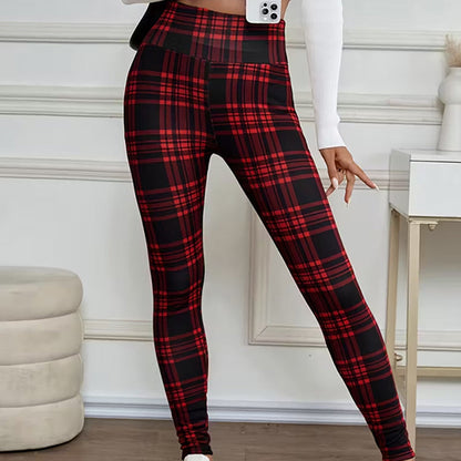 🔥Hot Sale Deals-High-Elasticity Slim Fit Warm Plaid Leggings for Women