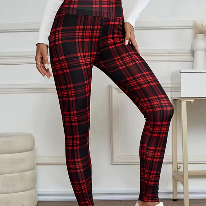 🔥Hot Sale Deals-High-Elasticity Slim Fit Warm Plaid Leggings for Women
