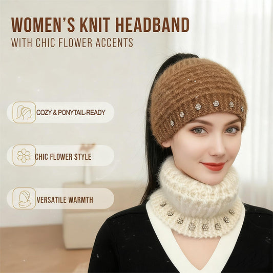 Women's Knit Headband with Flower Accents