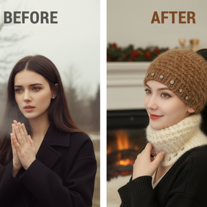 Women's Knit Headband with Flower Accents