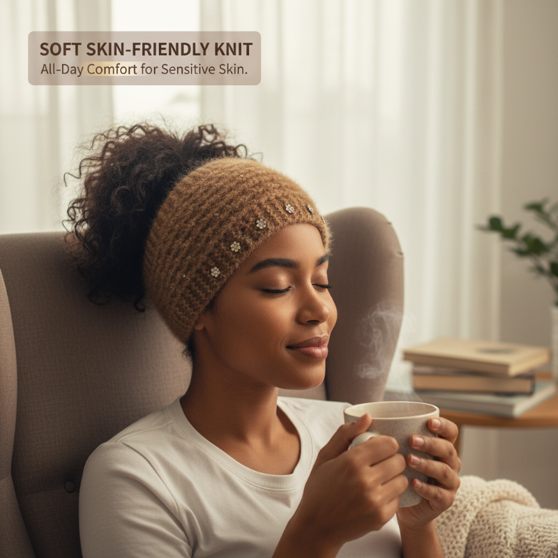 Women's Knit Headband with Flower Accents