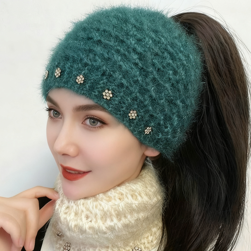 Women's Knit Headband with Flower Accents