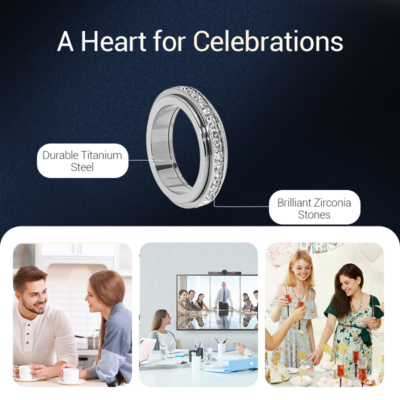 ⏳Christmas Time-Limited Special⏰Titanium Steel Rotatable Spinner Ring with Zirconia