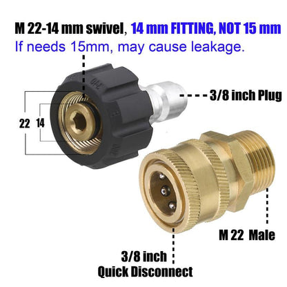 High-Pressure Washer Connector Set, Includes 8 Accessories.