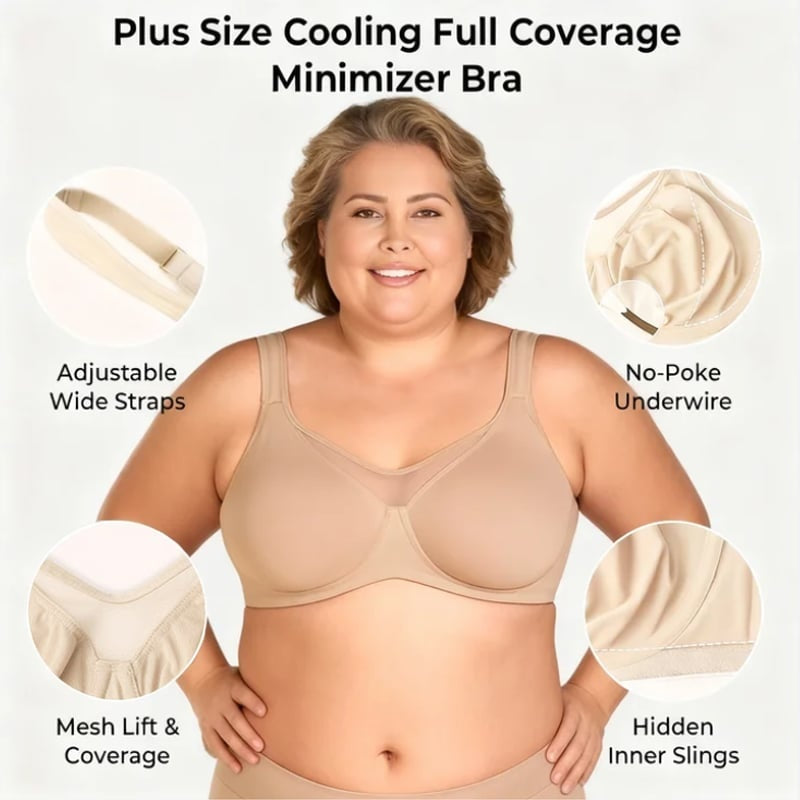 🏆 Last Day Special Price $ 19.99 ! 💐Women's Plus Size Cooling Full Coverage Minimizer Bra