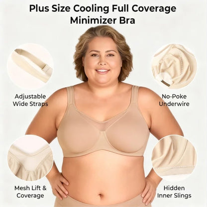 🏆 Last Day Special Price $ 19.99 ! 💐Women's Plus Size Cooling Full Coverage Minimizer Bra