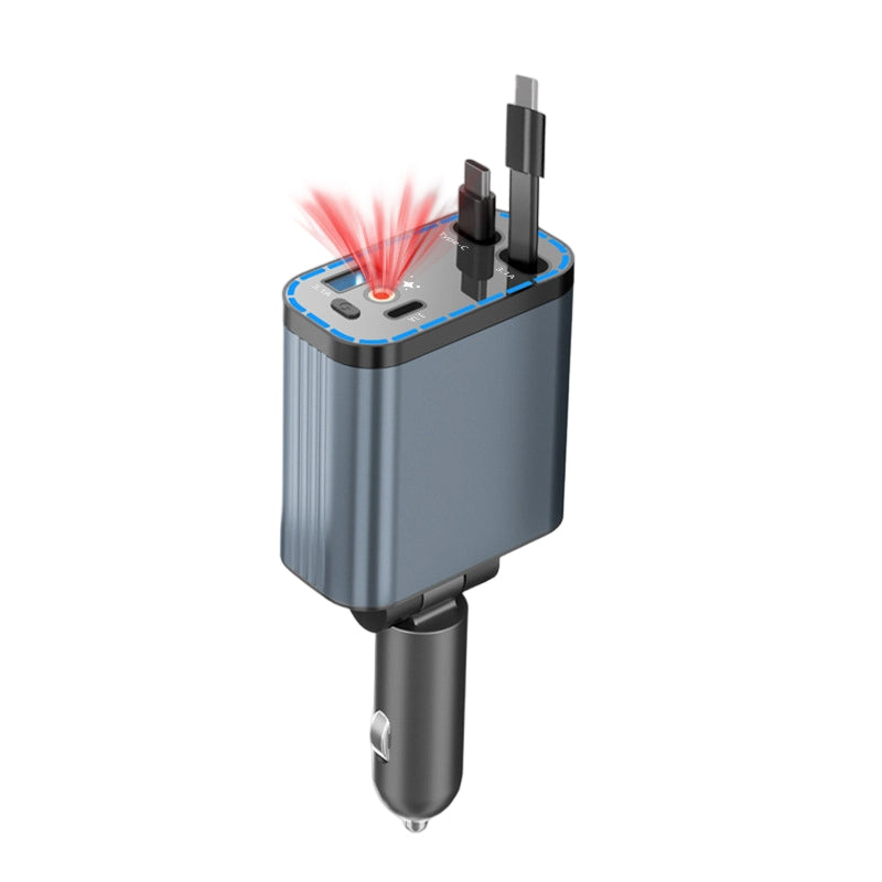 ⚡✨ Ultra-fast 4-in-1 Car Charger 90W – With Retractable Cables & Ambient Starlight 🚗🌌