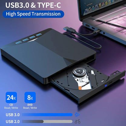 7-in-1 USB 3.0 Type-C External DVD Drive
