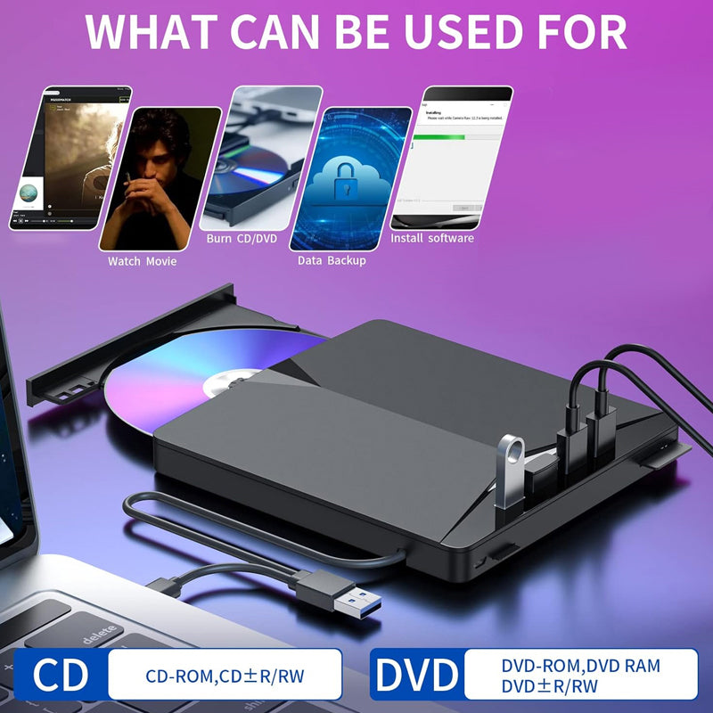7-in-1 USB 3.0 Type-C External DVD Drive