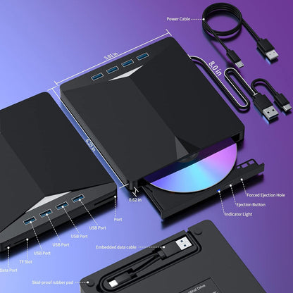 7-in-1 USB 3.0 Type-C External DVD Drive