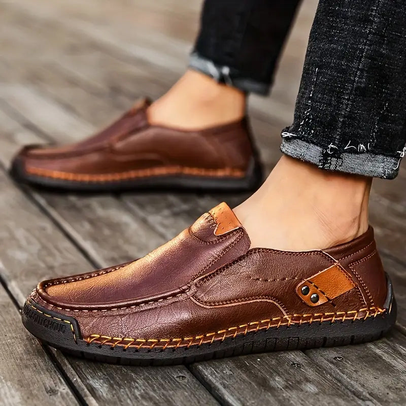 👞✨ Classic Men’s Slip-On Leather Shoes – Premium Calfskin, All-Day Comfort & Effortless Style 👔👌 Step into Elegance & Get 60% OFF Today!