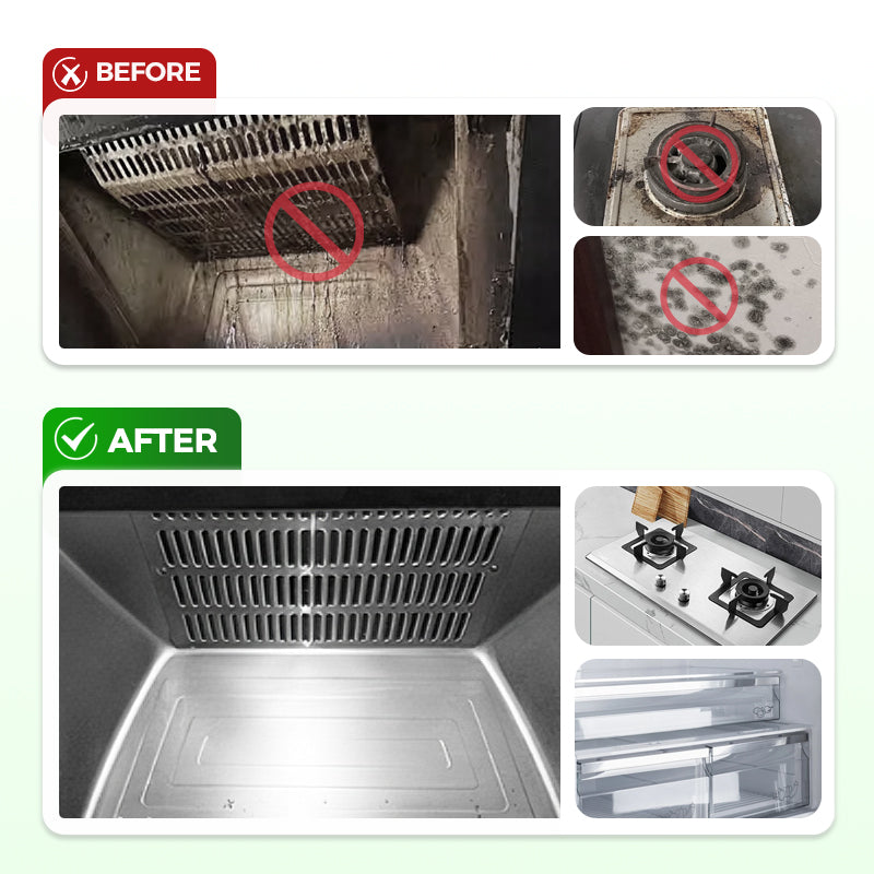 🔥🧼 Heavy-Duty Degreaser Foam – Clinging action, fast-working. 🧽⚡ Removes years of grime from range hoods, stovetops & cookware. Antibacterial, streak-free shine.