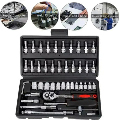 46-Piece Socket Wrench And Bit Set