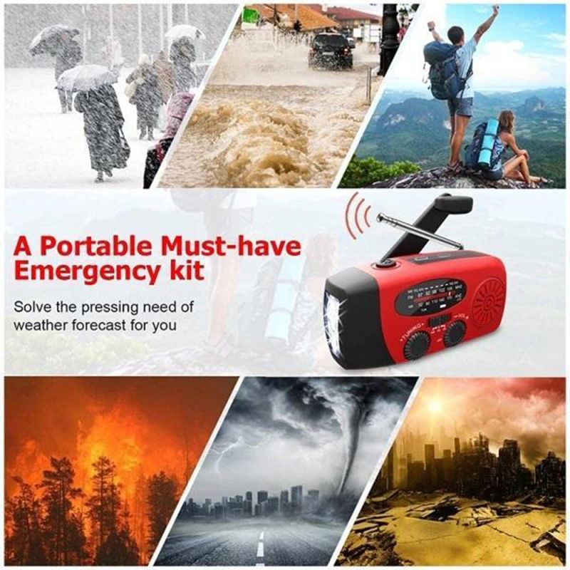 📻50% OFF NOW! Portable Emergency Hand Crank Solar Radio – Multifunctional AM/FM/WB Weather Radio with LED Flashlight & Phone Charger for Camping, Hurricane & Power Outages