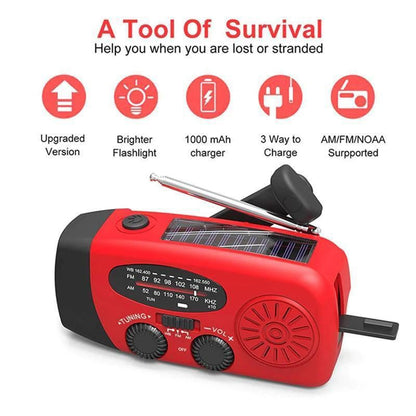 📻50% OFF NOW! Portable Emergency Hand Crank Solar Radio – Multifunctional AM/FM/WB Weather Radio with LED Flashlight & Phone Charger for Camping, Hurricane & Power Outages