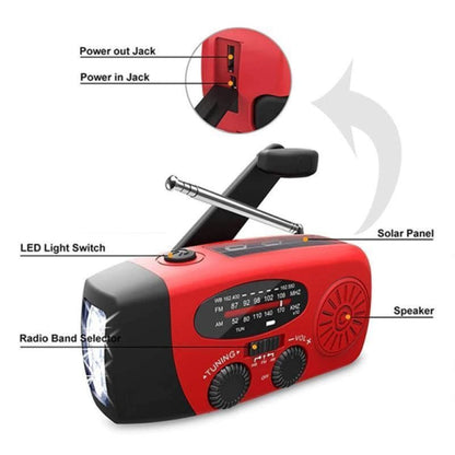📻50% OFF NOW! Portable Emergency Hand Crank Solar Radio – Multifunctional AM/FM/WB Weather Radio with LED Flashlight & Phone Charger for Camping, Hurricane & Power Outages
