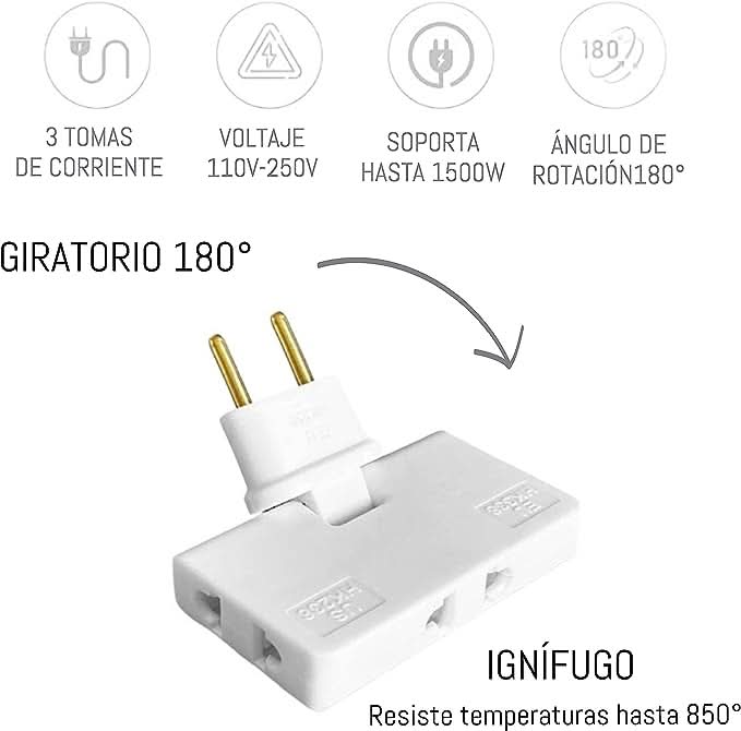 180° rotatable 3-way socket
