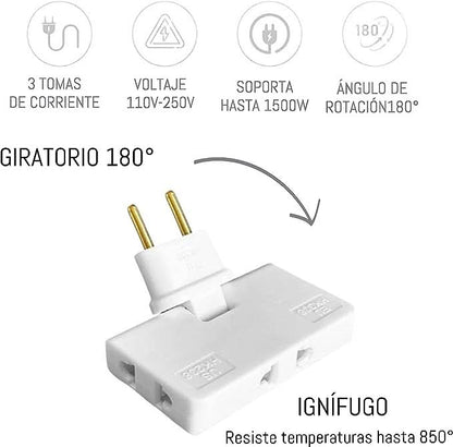 180° rotatable 3-way socket