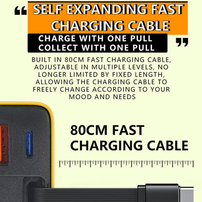 🎉 2026 Sale — Over 32000 Sold! 💰65W Fast Charging Phone Charger Block with Retractable 80cm Type-C Cable portable