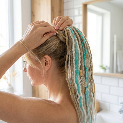 💁🏽‍♀️✨ Festival Boho Textured Ponytail - Instant Dreadlock Clip-In Extension ⚡🎶 No Braiding, No Damage, Edgy Style for Nights Out & Concerts