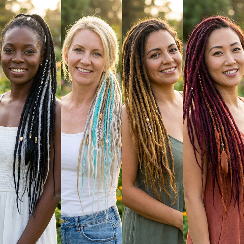 💁🏽‍♀️✨ Festival Boho Textured Ponytail - Instant Dreadlock Clip-In Extension ⚡🎶 No Braiding, No Damage, Edgy Style for Nights Out & Concerts