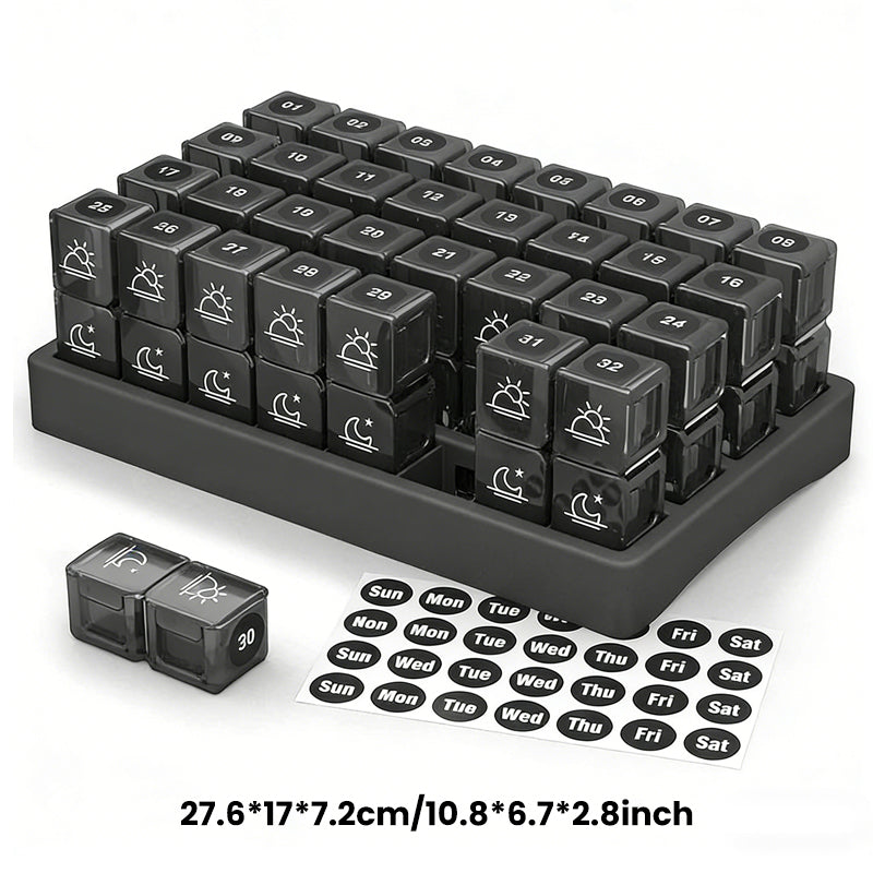 💊📅 Daily 31-Day Pill Organizer Travel Case – 🔒📦 4-Week Medication Box with Compartments & Labels, Ideal for Weekly Planning, Vacations & Seniors, Compact Storage