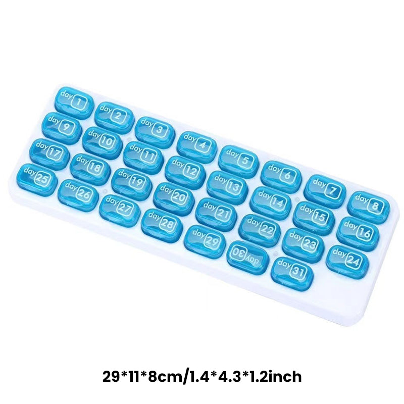 💊📅 Daily 31-Day Pill Organizer Travel Case – 🔒📦 4-Week Medication Box with Compartments & Labels, Ideal for Weekly Planning, Vacations & Seniors, Compact Storage