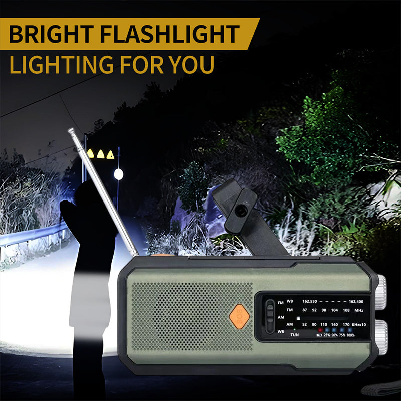 📻50% OFF NOW! Solar Hand-Crank Emergency Weather Radio – FM AM NOAA Survival Radio with LED Flashlight & Phone Charger, Portable Emergency Radio for Camping Storm Outdoor Survival