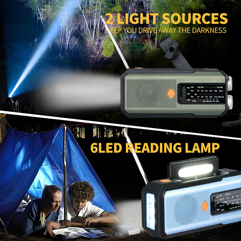 📻50% OFF NOW! Solar Hand-Crank Emergency Weather Radio – FM AM NOAA Survival Radio with LED Flashlight & Phone Charger, Portable Emergency Radio for Camping Storm Outdoor Survival