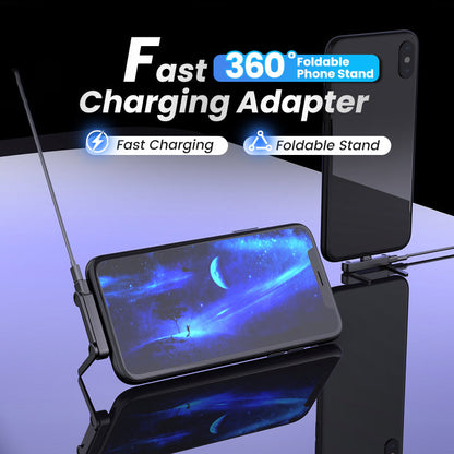 🔋⚡ 65W Fast Charging Adapter with 360° Foldable Stand 🔥📱  Ultimate 3-in-1: Charge laptop & phone simultaneously while video-calling hands-free. Compact for travel, strong grip for desk.✨