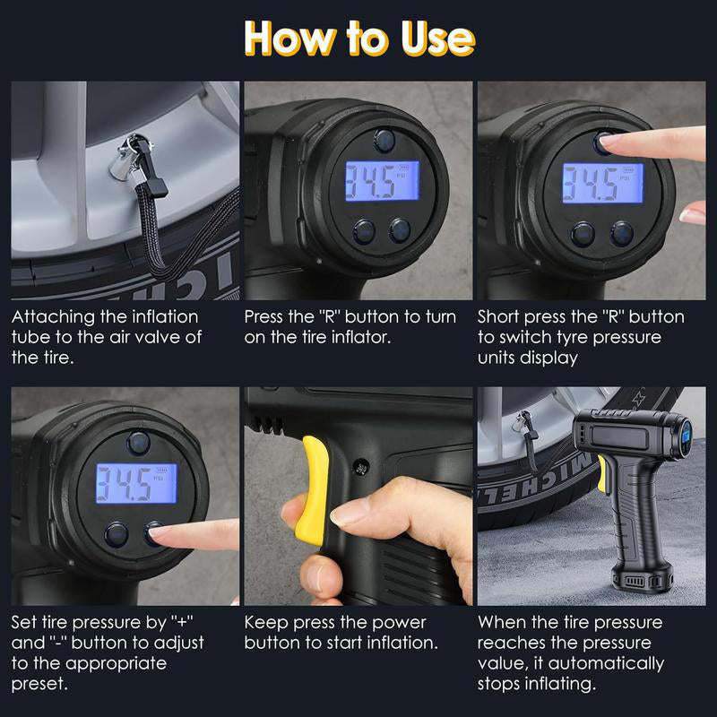 🔥 50% OFF NOW! 🔋 Portable Cordless Air Compressor with Digital Display – Auto-shutoff, fast inflation & perfect for car tires, bikes & sports gear 🚗