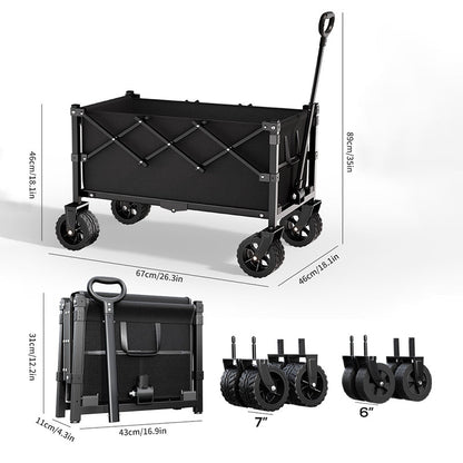 🚚🏕️ LIMITED-TIME 49% OFF! Heavy-Duty Collapsible Wagon Cart – 130L Capacity, 80kg Load & All-Terrain Wheels