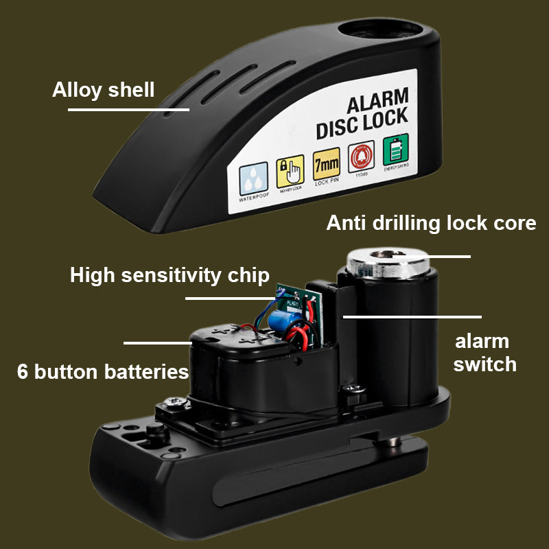 🔒 Motorcycle/Bicycle Disc Brake Lock with Alarm | Instant security, effective deterrent 🚨