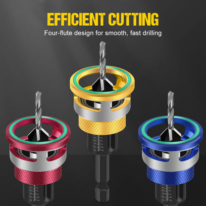 📢📢50% OFF !!!⏰4PCS Wood Countersink Drill Bit Set with Depth Stop