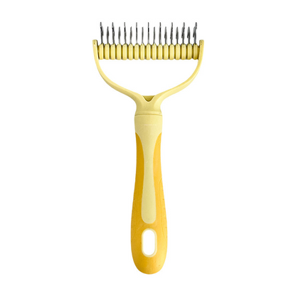🥳2026 HOT SALE🥳💞50K+ SOLD!🐕💨50% OFF! Dual-Sided Pet Grooming Rake – 9-tooth for mats, 17-tooth for shedding. Skin-safe rounded teeth, ergonomic grip. Less mess, more cuddles. ✨🧡