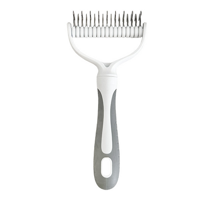 🥳2026 HOT SALE🥳💞50K+ SOLD!🐕💨50% OFF! Dual-Sided Pet Grooming Rake – 9-tooth for mats, 17-tooth for shedding. Skin-safe rounded teeth, ergonomic grip. Less mess, more cuddles. ✨🧡