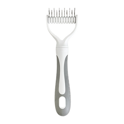 🥳2026 HOT SALE🥳💞50K+ SOLD!🐕💨50% OFF! Dual-Sided Pet Grooming Rake – 9-tooth for mats, 17-tooth for shedding. Skin-safe rounded teeth, ergonomic grip. Less mess, more cuddles. ✨🧡