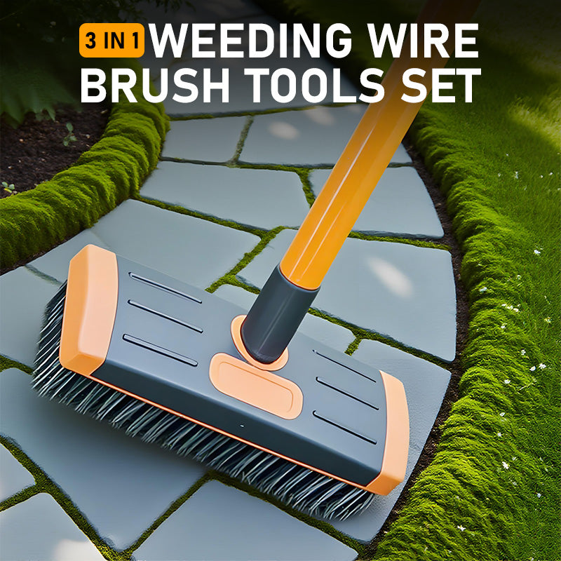 🌿50% OFF NOW!🧹 3-in-1 Weeding Wire Brush Tools Set – Durable Steel Brushes, Ergonomic Handle & Perfect for Patios, Driveways & Garden Paths 🏡