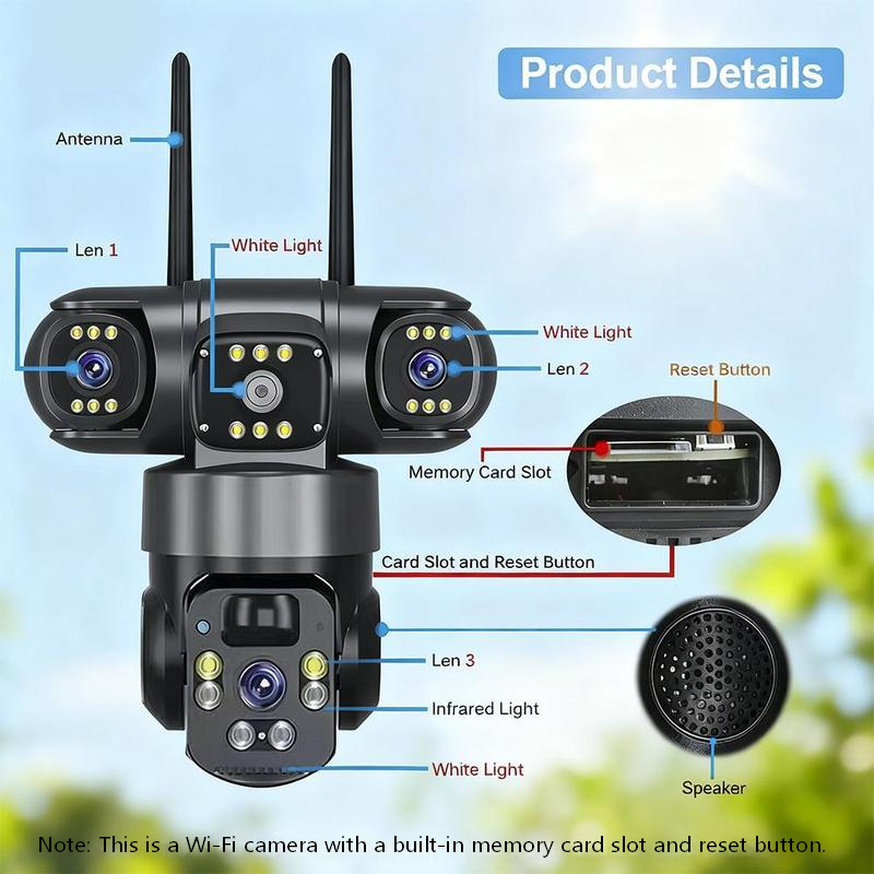 ⏳Time-Limited Special⏰6K 9MP Outdoor Wi-Fi Security Camera | 10x Zoom, 3 Lenses, 360° PTZ | IP66 Waterproof, Color Night Vision, Two-Way Audio, Motion Tracking