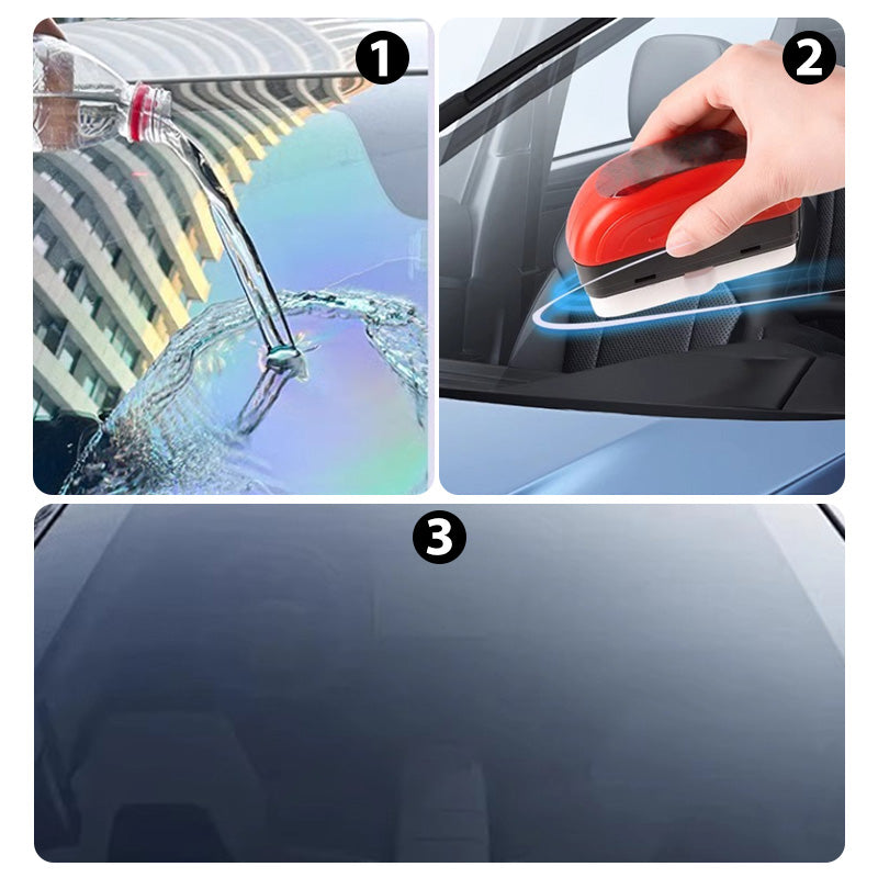 🧽 Car Windshield Oil Film Remover – Cleaning Brush & 100ml Refill Set