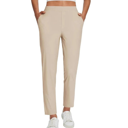 High-Waist Zipper-Pocket Pants – Tummy Control & Breathable Stretch