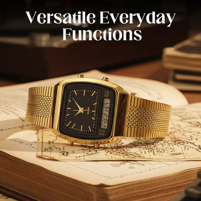 ⏱️ Vintage-Style Square Watch with Multifunction Display — Classic Retro Design, Modern Features